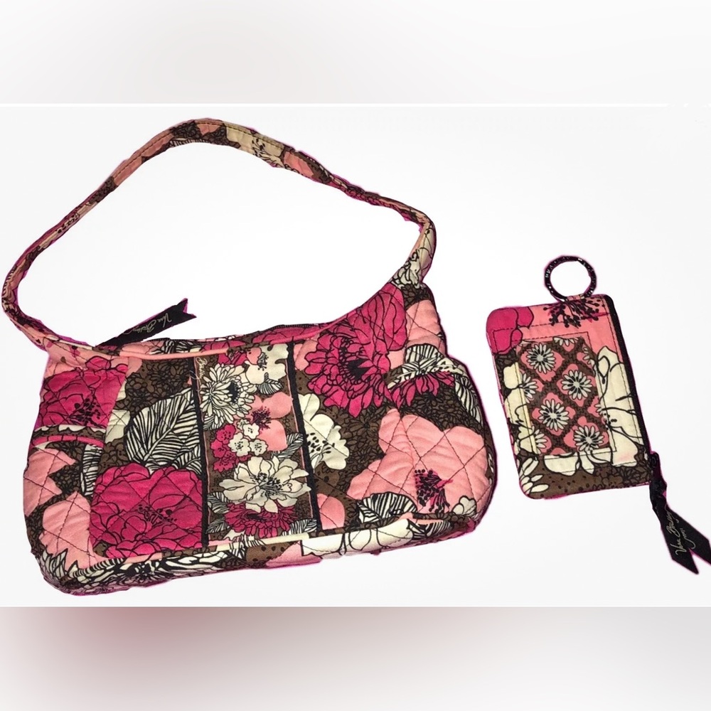 Vera Bradley Mocha Rouge Shoulder Bag & Vera Bradley ID Wallet *FREE SHIPPING*